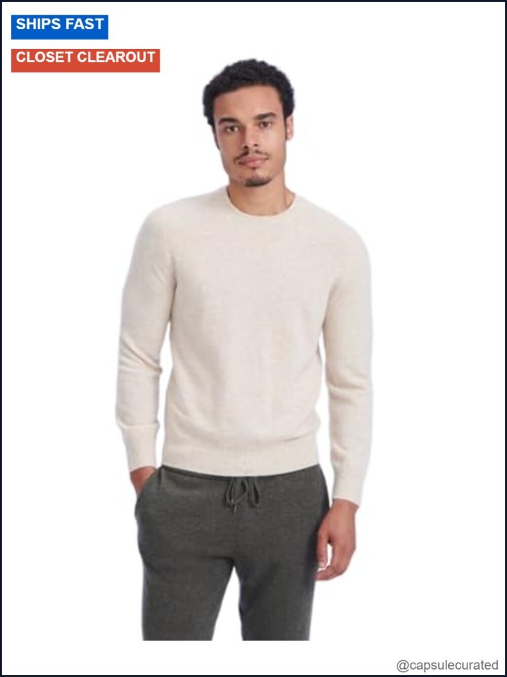 Men's Original Cashmere Crewneck Sweater Pullover Lightweight Layer - Picture 1 of 3